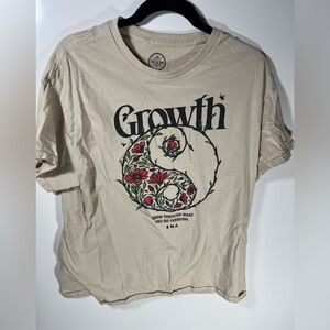 Beige Graphic Tee with Growth Design